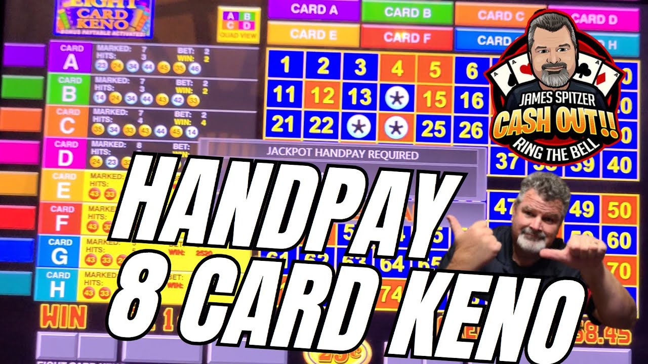 HANDPAY JACKPOT ON KENO STAR , EIGHT CARD KENO $$$ WOW! 