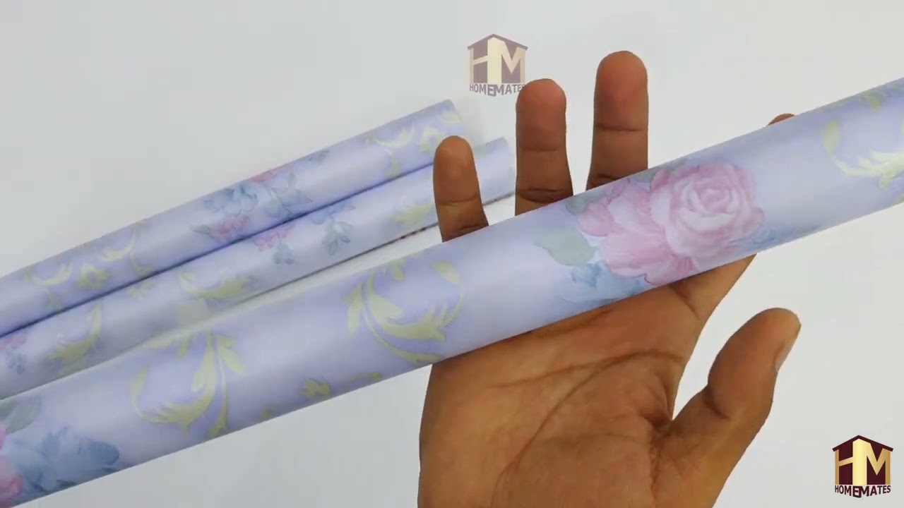 HM-9134 Self Adhesive Waterproof Vinyl PVC Wall Paper Sticker Perennial Bloom blue) 