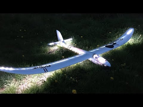 E-flite Night Radian RC Glider - FT 2M Powered Sailplane Dusk Flight