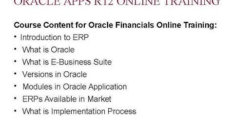 Oracle apps r12 Technical Financial online training institute