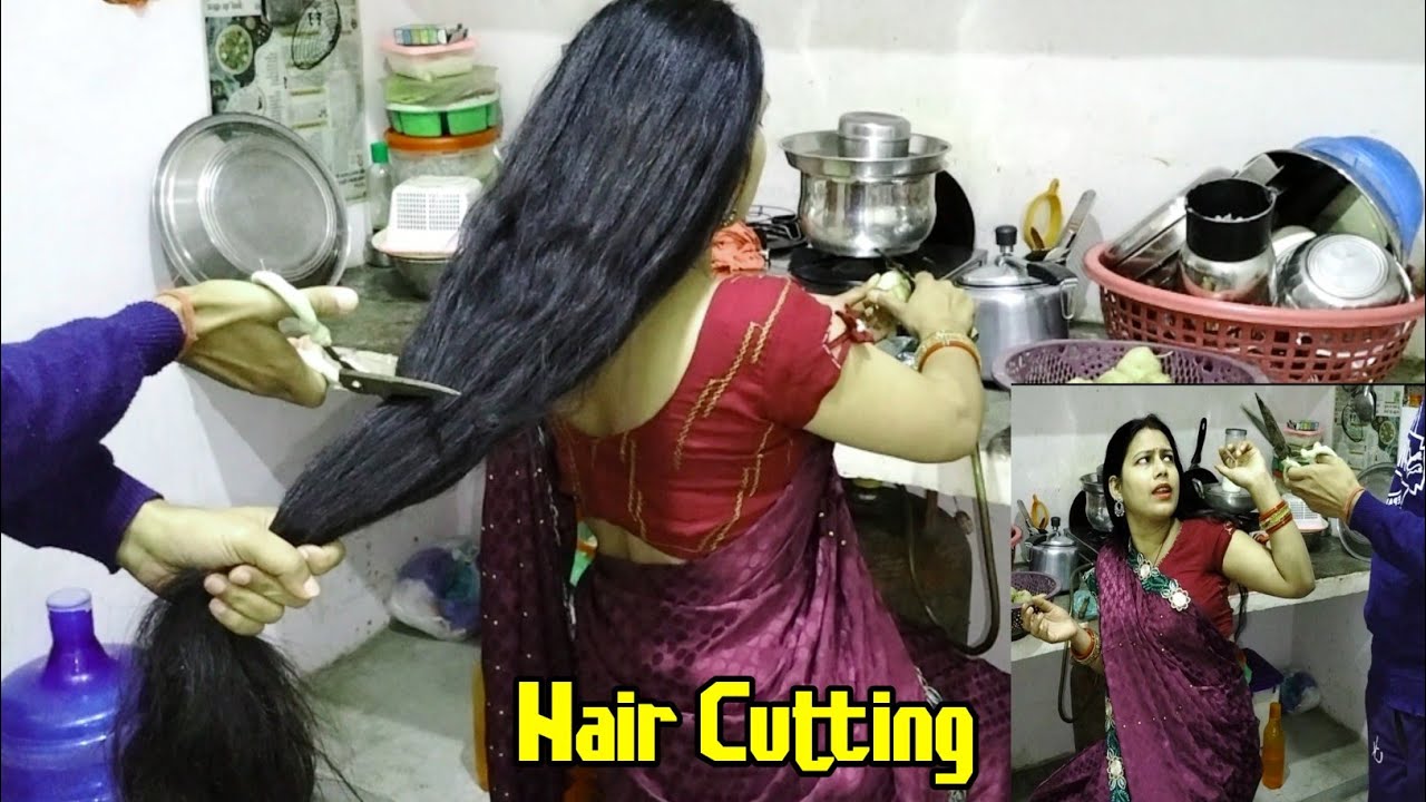 Haircut at home for long hair 😱 || women haircut vlog in india || #haircut #vlog 