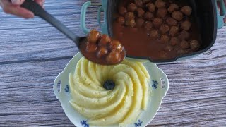 Шведские  мини-тефтели с картофельным пюре 👍👍👍.Schwedische Mini-Fleischbällchen mit Kartoffelpüree