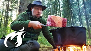 Monster Rump Steak deep fried in the forest ASMR 🔥🔥🔥