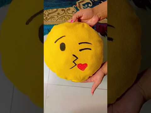 DIY Emoji Cushion 😘 How to make Emoji pillow with old clothes #shorts