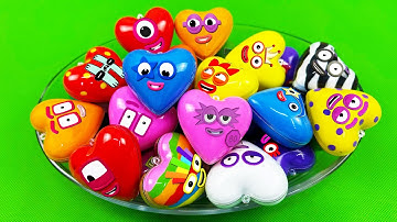 Rainbow SLIME 🌈 Looking Numberblocks, Alphablocks, Alphabet Lore with Mini Heart Coloring! ASMR