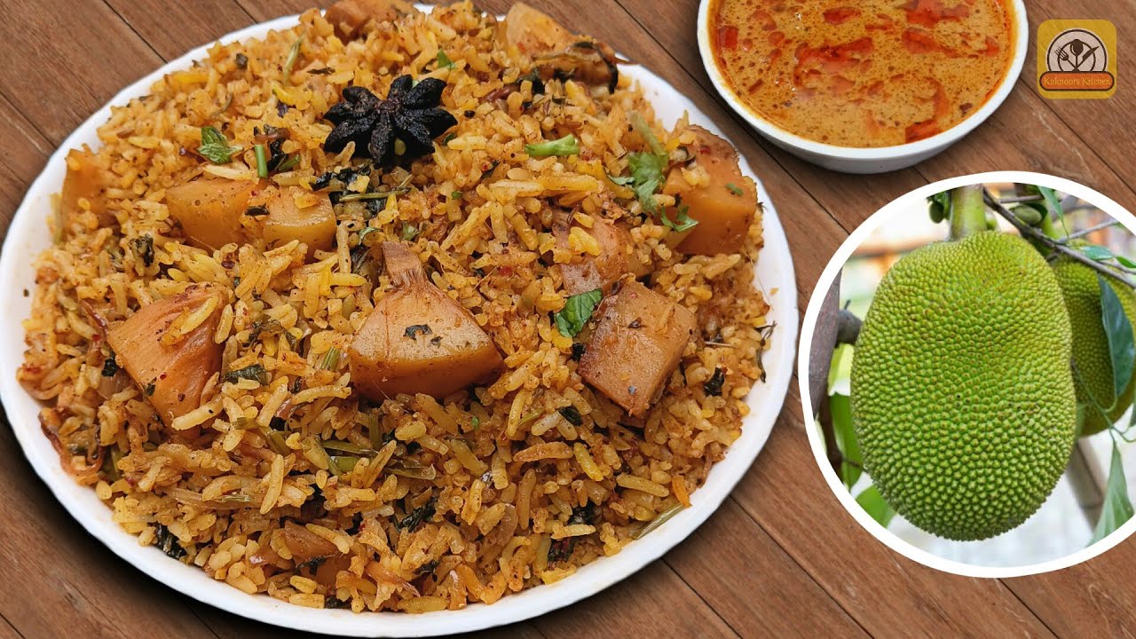 Raw Jackfruit Biryani Recipe Kathal Biryani Recipe Halasinakayi