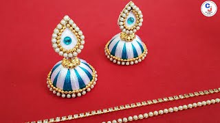 Making silk thread Jhumkas | Simple and beautiful silk thread earrings