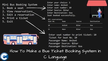 Bus Ticket Booking System using c language || C Language Project