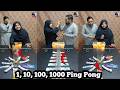 1, 10, 100, 1000 PING PONG CHALLENGE!-  Unbelievable 🤯 Ping Pong ball Vase Challenge And Win Money!!