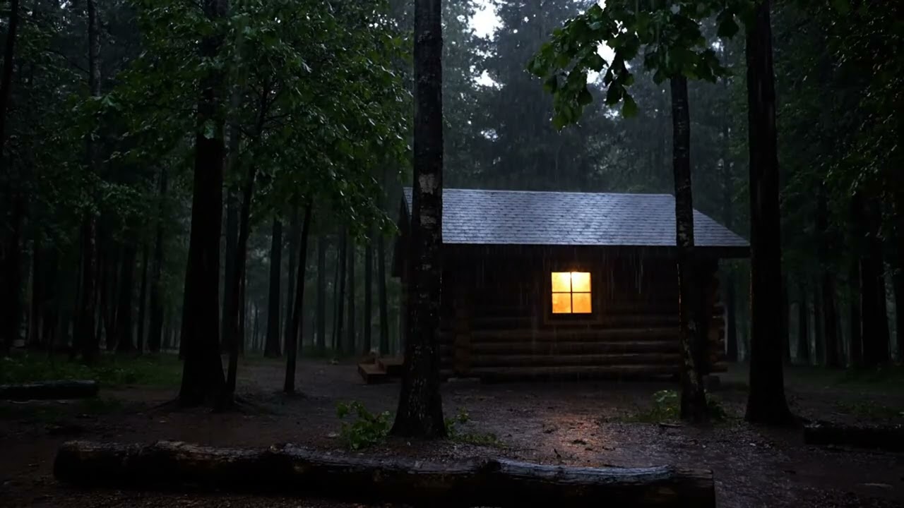ASMR Rain Sound for Sleeping at The Forest Cabin Wooden
