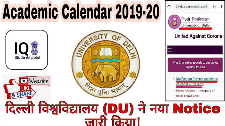 DU published Academic Calendar 2019-20 in pursuance of UGC ( University Grants Commission)