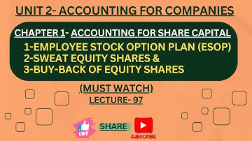 Issue of Shares | ESOP, Sweat Equity shares & Buy back of shares | Class 12 - Lecture 97