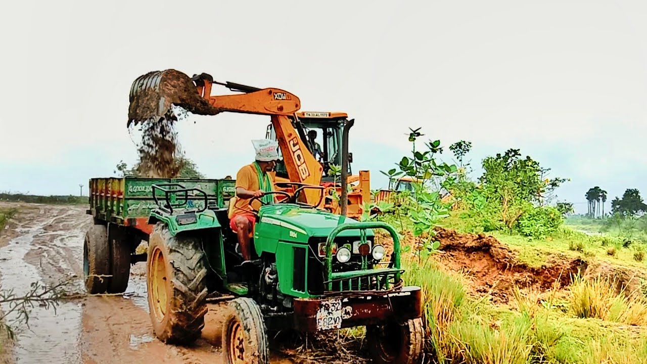 Rain time amazing Tractor videos JCB video village all working
