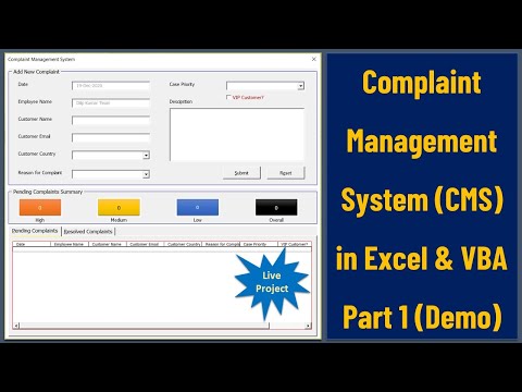 Complaint Management System in Excel and VBA  - Part 1 (Demo)