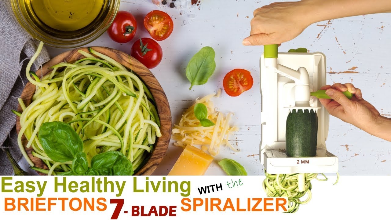 Brieftons 5-Blade Spiralizer (BR-5B-02): Strongest-and-Heaviest Duty Vegetable  Spiral Slicer, Best Veggie Pasta