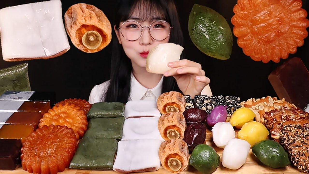 ASMR🍡쫀득쫀득 송편 앙꼬절편 양갱 약과 곶감 추석 디저트 먹방! Tteok sweet jelly of red beans gotgam Mukbang Dessert