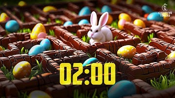 2 MINUTE Timer - Bunny MAZE Classroom Countdown with Music 🐰🥕