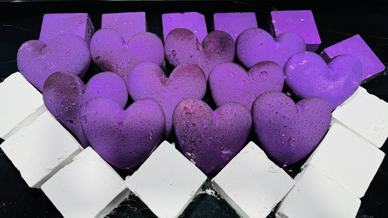 CC Purple Heart Shape Dyed Chalk Crush | Oddly Satisfying ASMR 
