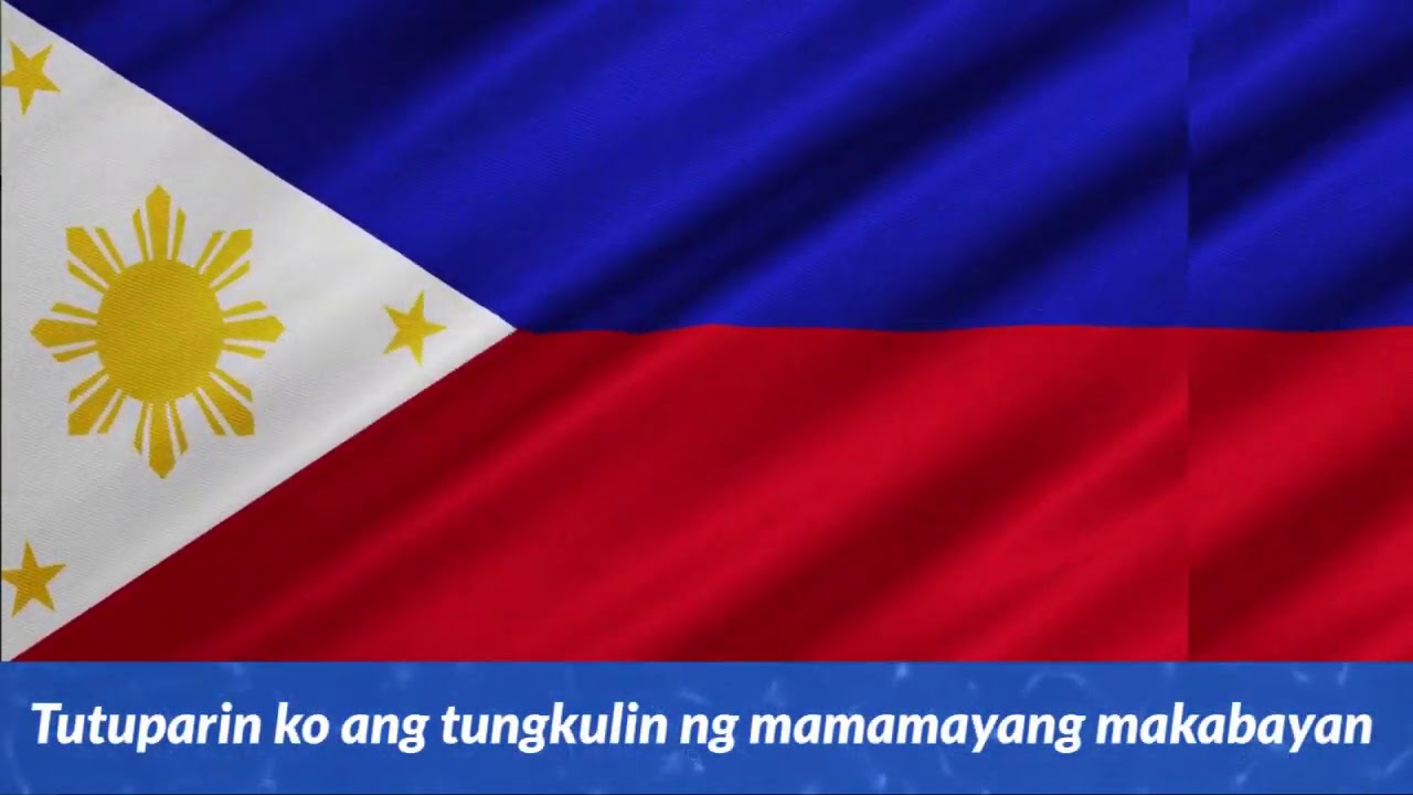 Panatang makabayan panunumpa NG katapatan sa watawat NG pilipinas. 