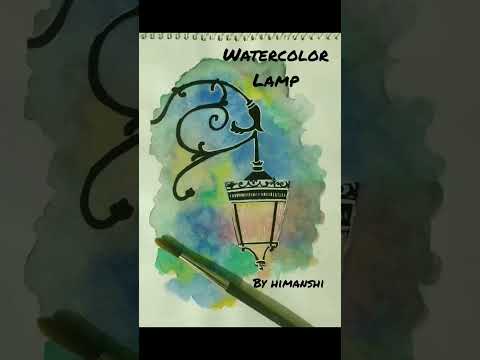 watercolor-painting-|-easy-watercolor-painting-lamp-#youtuber-#viral-#watercolor-#shorts-#art-#lamp