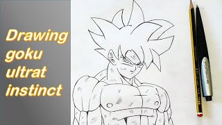 رسم غوكو الغريزة الفائقة من انمي دراغون بول سوبر | Drawing Goku Ultra Instinct | dragon ball super