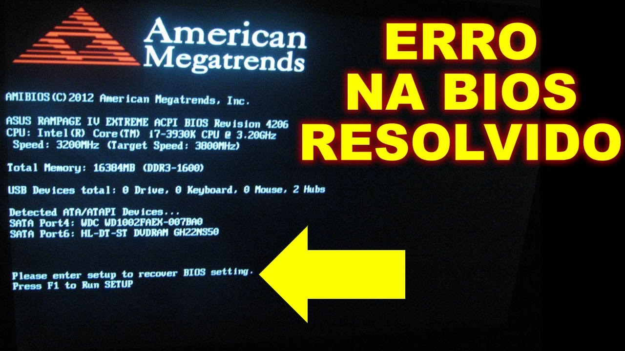 Mensagem Please enter setup to recover BIOS setting ao ligar o