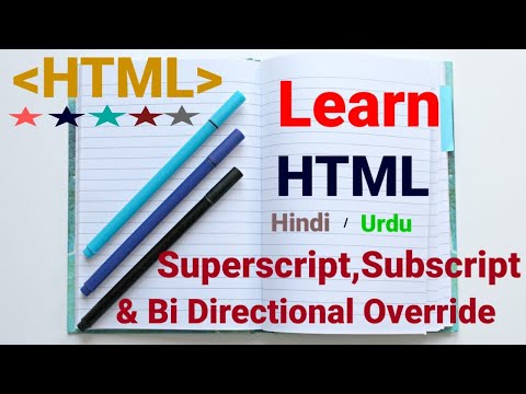 Html Tutorial in Hindi Urdu - Superscript, Subscript, and Bi-Directional Override Tag