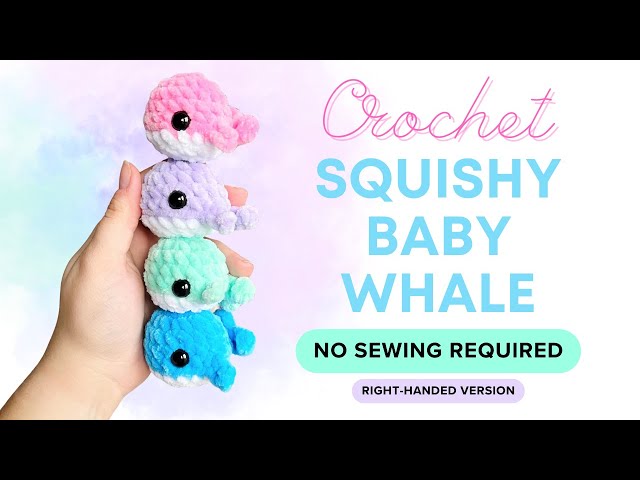 BEGINNER FRIENDLY - Crochet Baby Whale tutorial *NO SEWING REQUIRED* (step by step) RIGHT-HANDED class=
