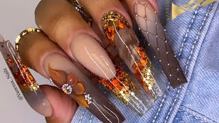 RECREATION FROM IG/ AUTUMN ACRYLIC NAILS FOR BEGINNERS/ FULL PROCESS TUTORIAL