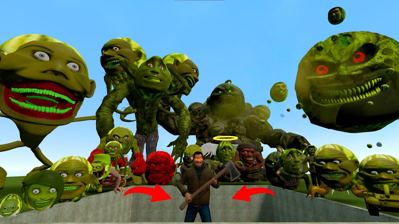 Семья ВСЯ ЛИНЬ ГАНГ МЕЛОН и ГИГАНТСКАЯ ЛУННАЯ ЛИНЬ ГАНГ МЕЛОН преследуют меня в GARRY'S Mod!