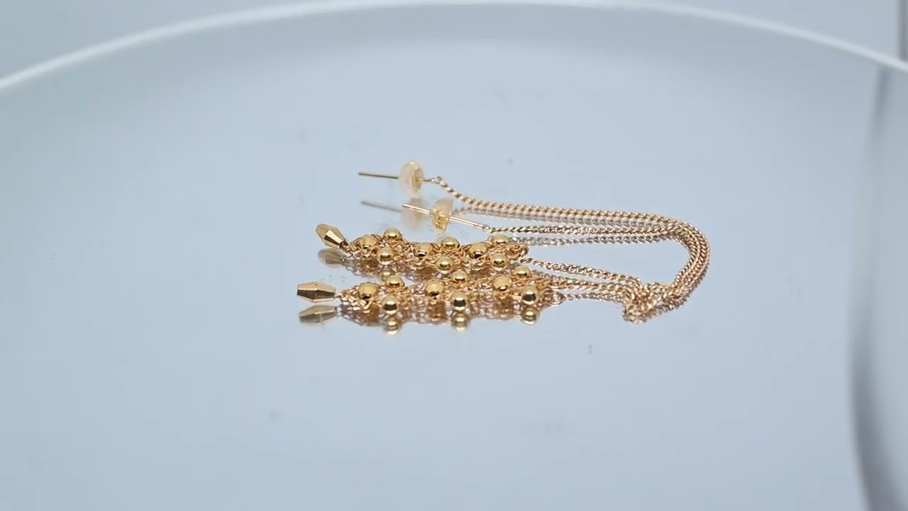 ゴールドパーツ揺れる ロングチェーンピアス | 芦屋Antico