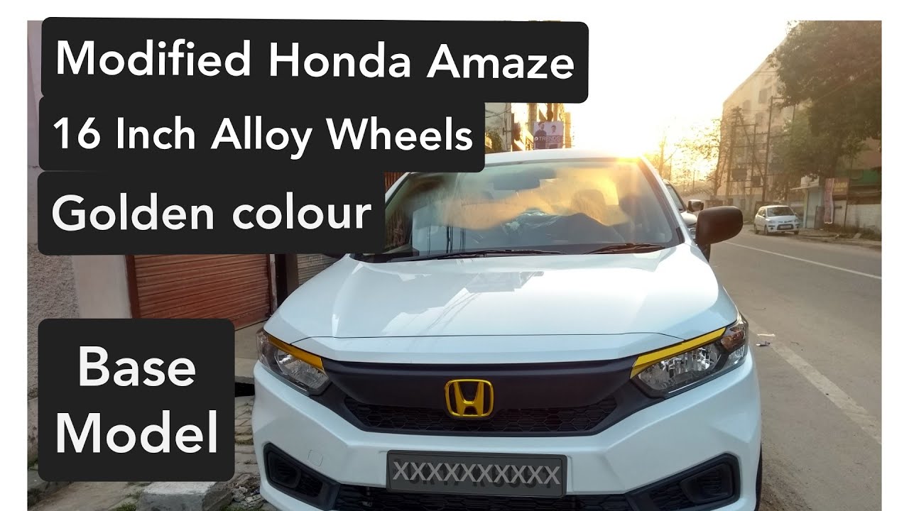 modified Honda Amaze Amaze with 16 Inch Alloy Wheels Golden Colour