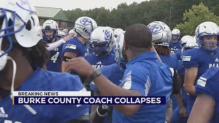 Burke County football coach hospitalized after collapsing on field during game