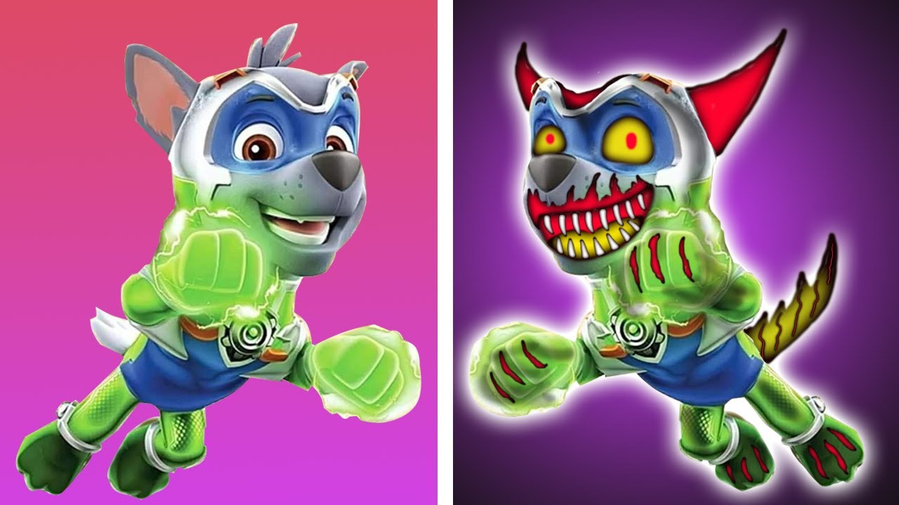 Paw Patrol Mighty Pups ROCKY As Horror Version - YouTube