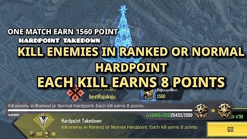Kill Enemies in Ranked or Normal Hardpoint Each kill earns 8 points || Call Of Duty Mobile ||
