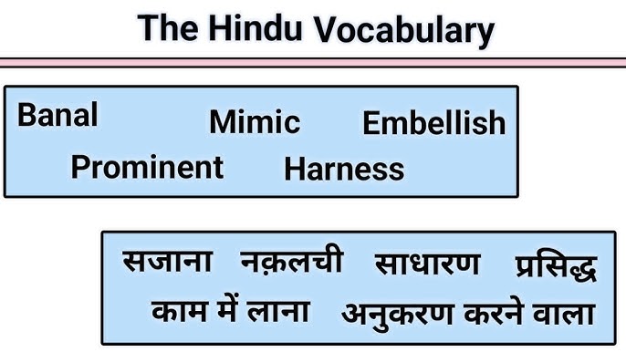 VOCABULARY FROM HINDU EDITORIAL 1 (HINDI MEANING IN DESCRIPTION