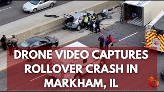 Drone Video Captures Graphic Rollover Crash