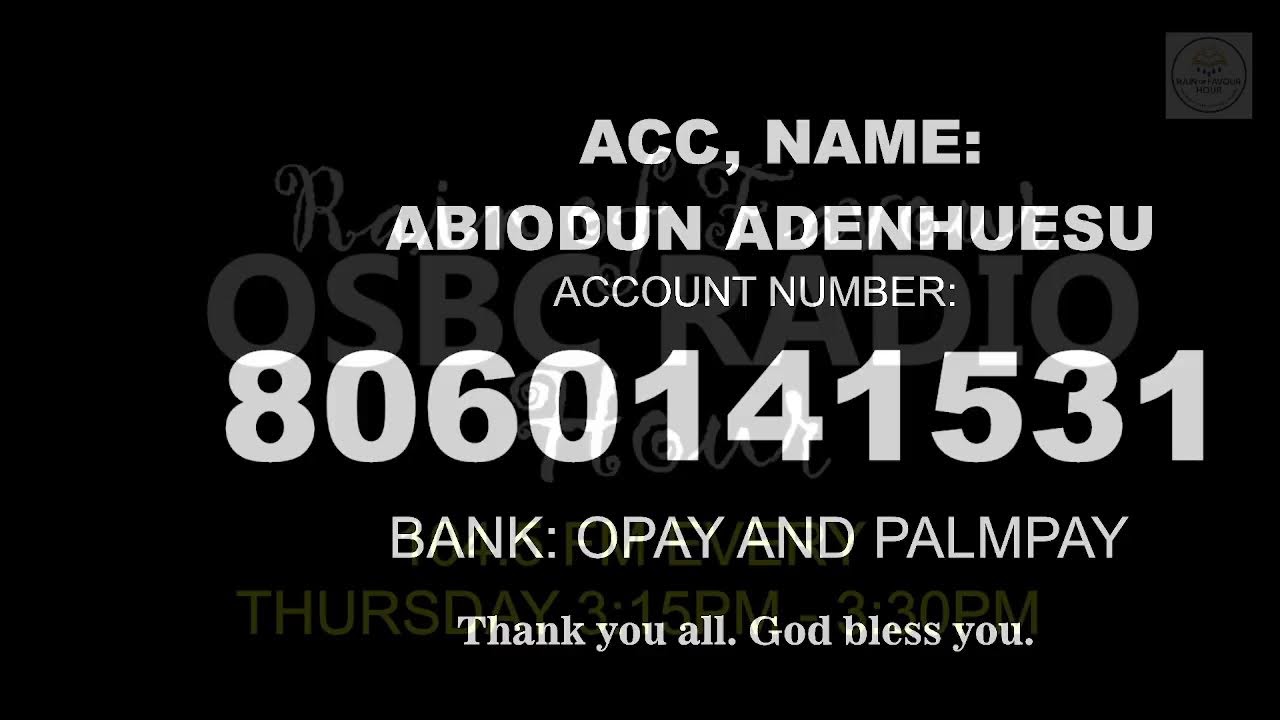 RAINOFFAVOUR HOUR ON OSBC RADIO// EVERY THURSDAY// TODAY THUR 1, 2026