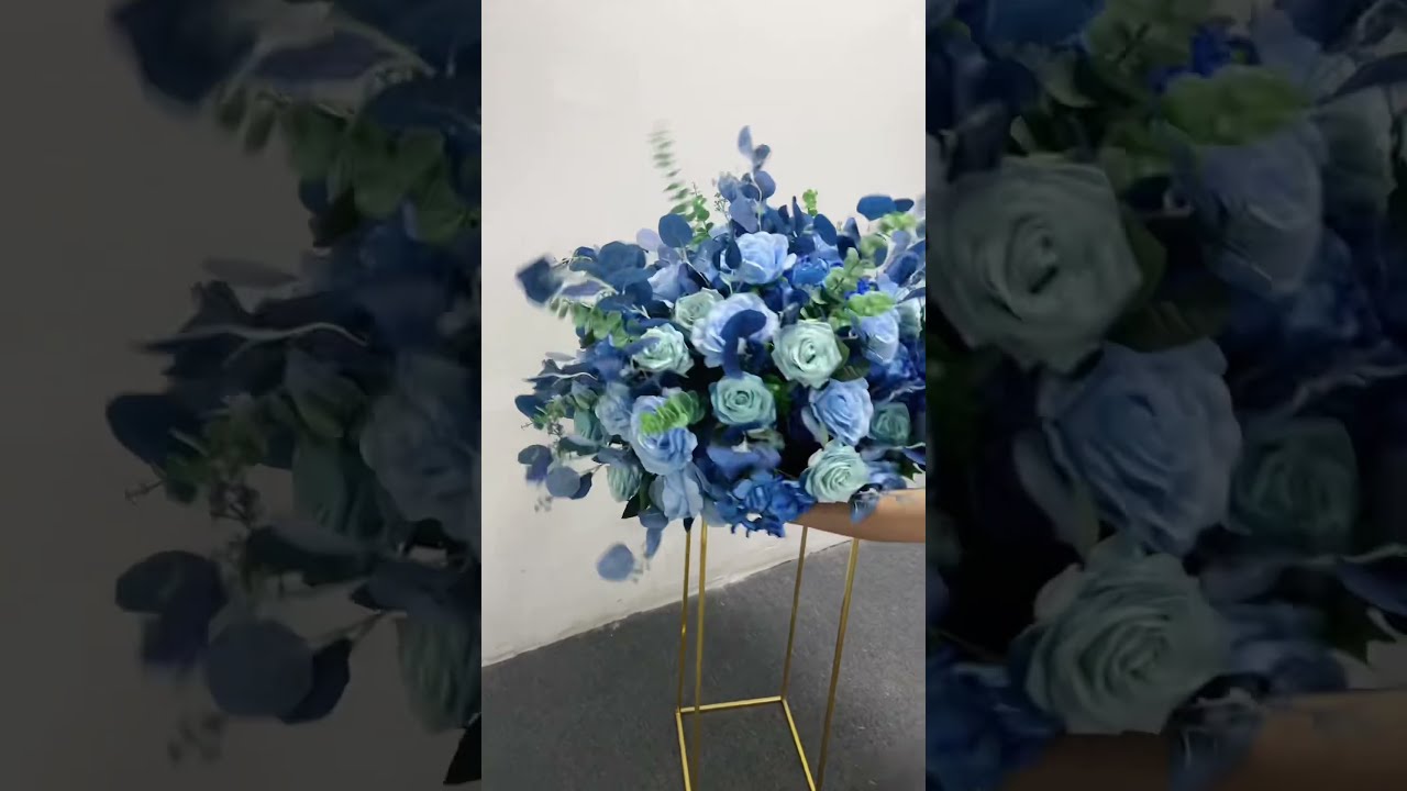 Royal Blue Green Eucalyptus Wedding Floral Arrangement