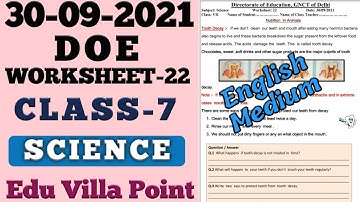 Class 7 Science Worksheet 22(30/09/2021) English Medium| Class 7 Science  | Edu Villa Point