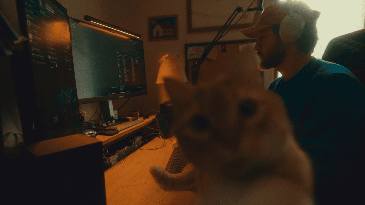 STUDY WITH MY CATS AND ME | 1.5 hour real-time, home studio, no music [with background noise]