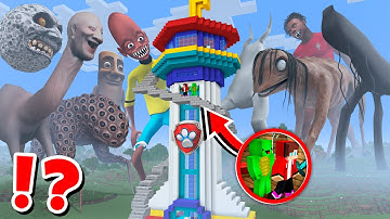JJ and Mikey BIGGEST Paw Patrol Tower vs All Scary Mobs! TENGE TENGE Attacked in Minecraft - Maizen