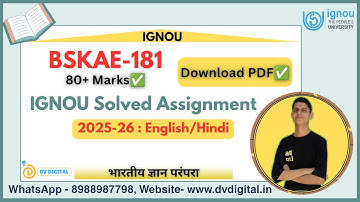 IGNOU  BSKAE 181 Solved Assignment PDF  2025 26  Hindi Medium