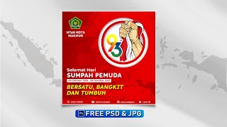 Desain poster IG WA Story SUMPAH PEMUDA 2021 photoshop, Free PSD