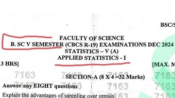 5th Sem Statistics DEC 2024 year question paper Satavahana University|| BSC ||