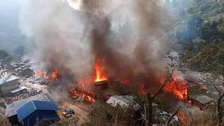 #Taplejung यसरी जल्यो ताल्पेजुङ दोभान भीषण आगलागी बाट  : ४७ घर जले, ७९ परिवार विस्थापित