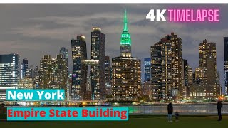 New York Empire State Building seen from Long Island City Timelapse 4K