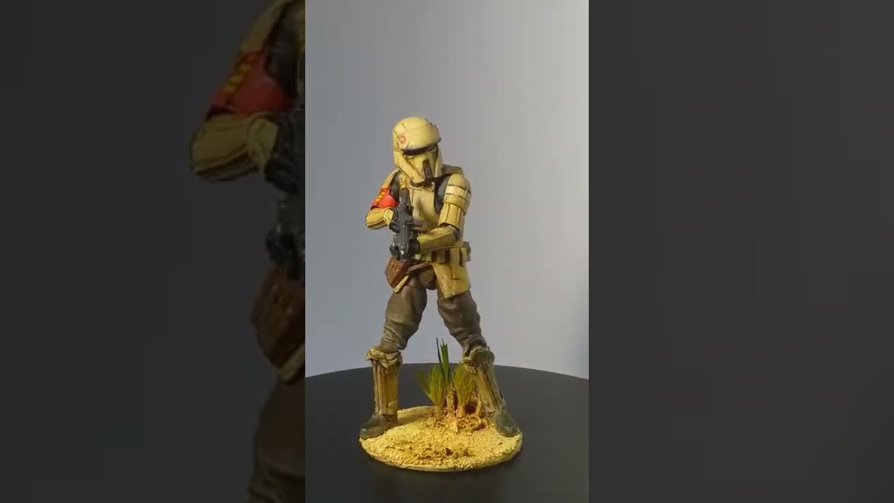Custom Painted Star Wars 6 Inch Black Series Scarif Shoretrooper with DIY Display Stand