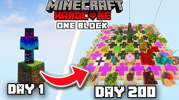 I Survived 200 Days In ONE BLOCK SKYBLOCK in Minecraft Hardcore!!