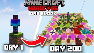 I Survived 200 Days In ONE BLOCK SKYBLOCK in Minecraft Hardcore!!